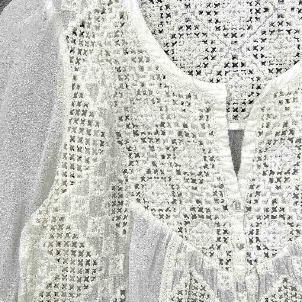 CALYPSO ST BARTH Embroidered Eyelet Tunic Top Womens Small White Resort Beach - Picture 12 of 16